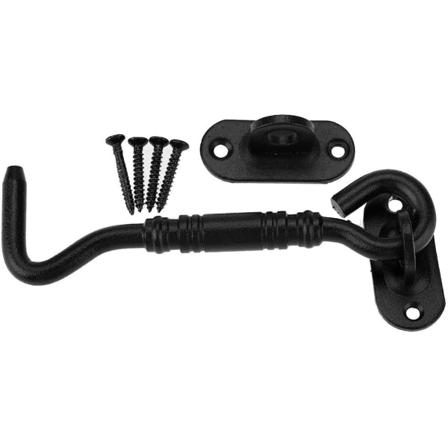 Musta ruostumattomasta ter ksest valmistettu m kkilukko, liukuva aittarivi, lukko, koukku, oven ja ikkunan asennusruuveilla