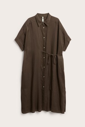 Kappahl | Skjortekjole i lin Mørkebrun S | Dame