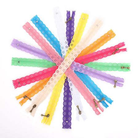10 st Spetsdragkedja Mixed Style Knopp Sidenform No.3 Nylon Klädtillbehör 30cm