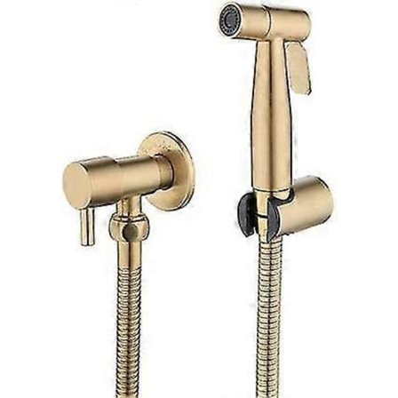 Bidet-sprøyte for toalett i rustfritt stål, bidet-sprøytesett, kran-sprøyte toalett-sprøyte (gull)