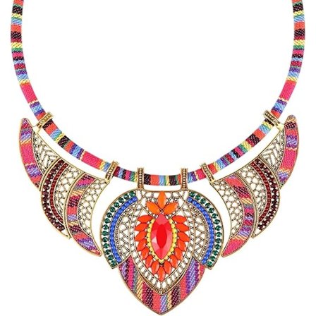 Färgglad festival etnisk choker halsband boho pärlor bib halsband chunky bohemisk legering halsband vintage statement halsband tribal kostym choker fo