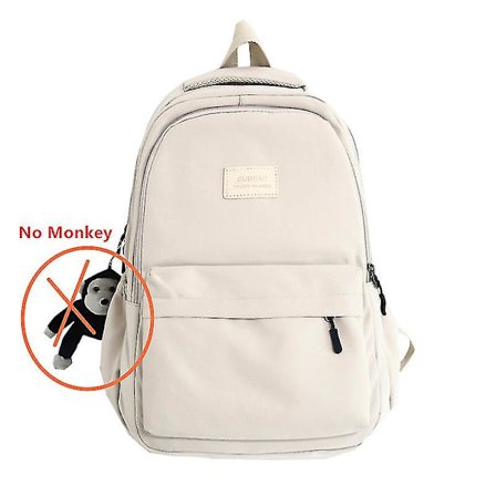 Gymnasie Rygsæk Student Enkel Stil Vandtæt Nylon Rygsæk Skoletasker Til Kvinder College Studerende Laptop Taske Beige-ingen Abe