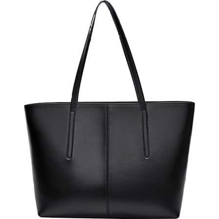 Toteveske for kvinner i ekte skinn, klassisk designer skulderhåndveske for iPad, paraply, vintage vesker, svart for shopping.