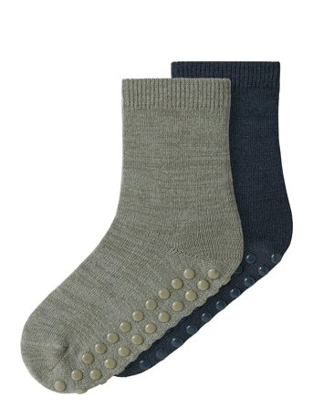 name it Nmmwak Wo/Bl 2P Sock W/Non Skid - Multi/patterned - 19-21