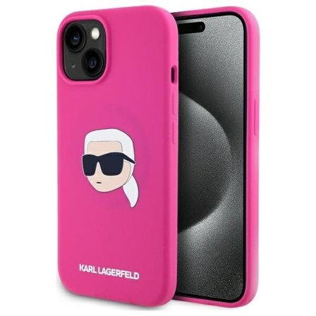 Karl Lagerfeld KLHMP15SSKHPPLF iPhone 15 6.1" fuchsia hardcase Silicone Karl Head Print MagSafe