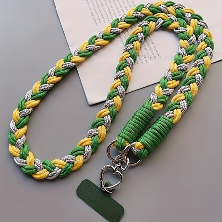 Sex-trådig flätad hästsvansrem, minimalistisk lång crossbody-axelrem, moderiktig anti-förlorad telefonrem för utomhusbruk