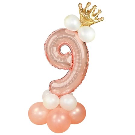 Ballongset Siffra Stående Rosé "0-9" Siffra 9