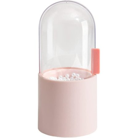 Sminkborsthållare med lock, sminkborsthållare med lock, med klart roterande lock och dammsäkra pärlor