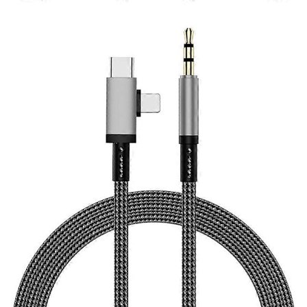 2-in-1 8-nastainen, USB-C / Type-C - 3,5 mm:n auton AUX-äänisovitin kaapeli 1 m