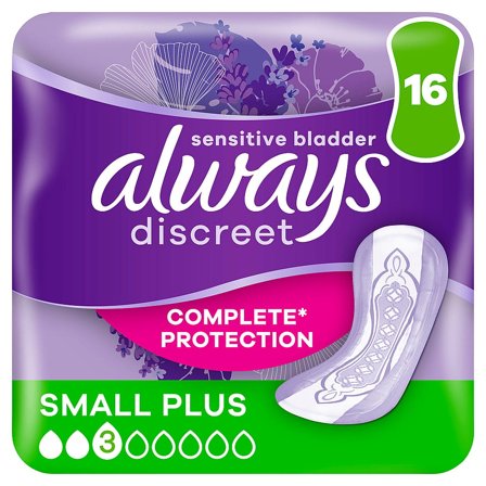 Always Discreet Inkontinensbind Small Plus 16 stk, Medicin & Pleje, Inkontinens, Inkontinens Kvinder