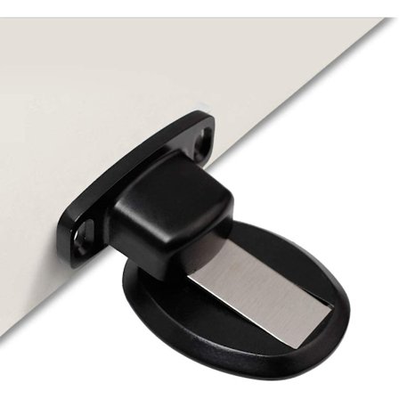 (Sort) Stærk magnetisk metal dørstopper Heavy Duty dørstopper