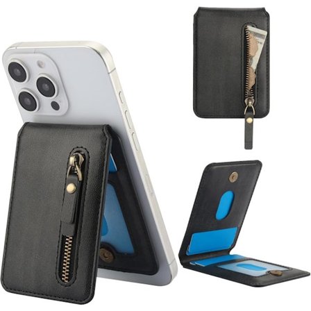 Stærk magnetisk pung til iPhone 16 15 14 13, PU-læder kompatibel med MagSafe-pung med justerbart stativ, magnetisk kortholder til iPhone