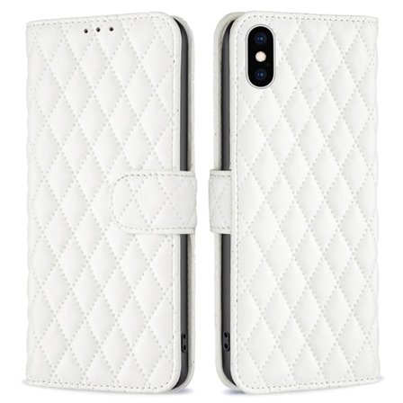 Rhombus mat iPhone Xs flip etui - Hvid