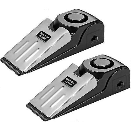 Dørstop Alarm 2-pak: 120 dB Dørstopper med Kile Stop Alarm-xindaren