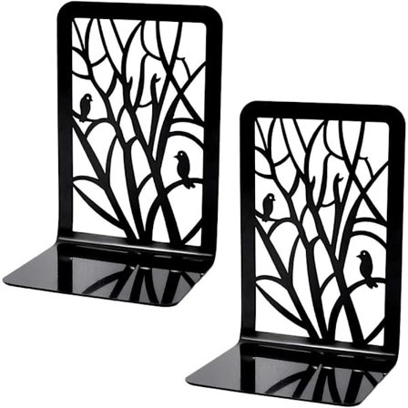 1 par bogstøtter, bogstøtter, bogstøtter til hylder, kraftige metal sorte bogstøtter til hylder kontorer - fugl