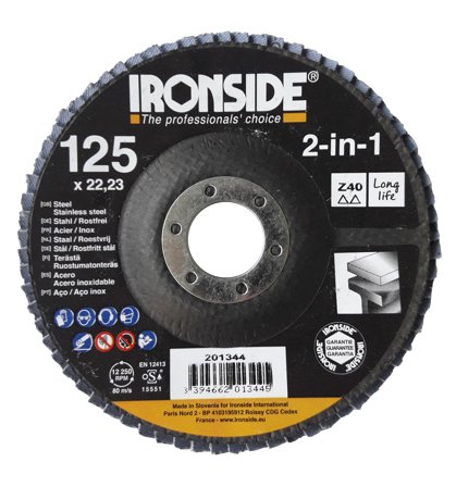 Ironside 201344 Lamellrondell 125 mm Z40, Kapa, slipa & polera
