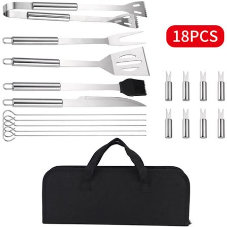 18 deler profesjonelt grillutstyr i rustfritt stål - Grillutstyr