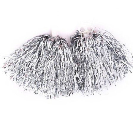 2 stk. Cheerleader Pom Poms til Cheerleading til Fest Sport Spil Konkurrence Sølv Stil 1