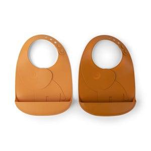 Done by Deer 2-Pack Mustard Peekaboo Elphee Bibs One Size - Baby feeding - One size - Orange - Junge
