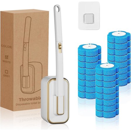 Toalettborste Kit med 24 påfyllningar, Engångs toalettborste kit med väggmontering och aromaterapi