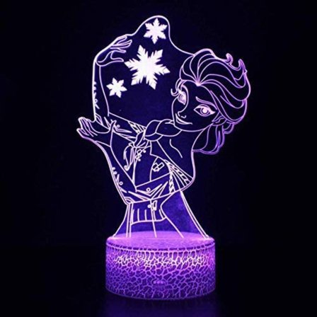 3D Illusjonslys LED Nattlys Frost Prinsesse Jenter Seng
