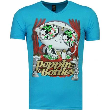 Local Fanatic Poppin Stewie - Man T Shirt - 1498B - Blå blå, Herr, Herr, Storlek: XS