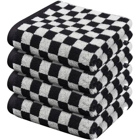 Håndklær 35,5 cm X 76 cm Sett med 4 Svarte og Hvite Ansiktshåndklær for Bad, Ansikt, Kjøkken, Gym og Spa svart black[CO]