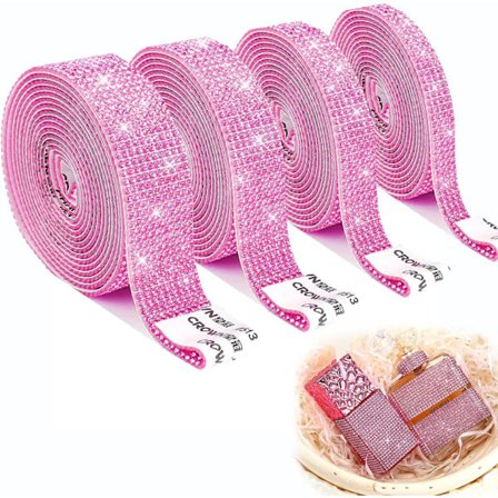 4 stk. pink Rhinestone tape klistermærker, krystal Rhinestone dia