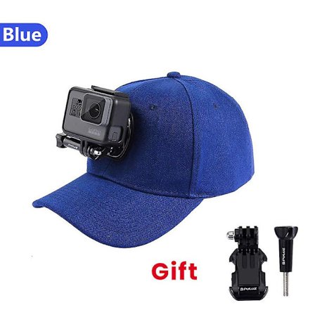 Actionkamera keps med snabbspänne fäste kompatibel med Dji Osmo Action för Gopro justerbar baseball keps kamera keps(Blå)