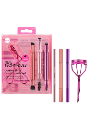 Real Techniques Double Time Retractable Brush Set Penslar & svampar Unisex 115G