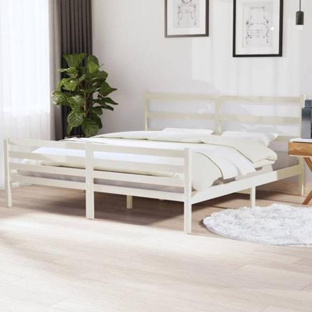 Vidaxl Sängram Vit Massiv Furu 180x200 Cm Vit