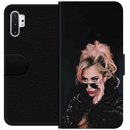 Kompatibelt Lommeboketui til Samsung Galaxy Note10+ Lady Gaga portrett med solbriller og dramatisk sminke i mørk glamorøs stil