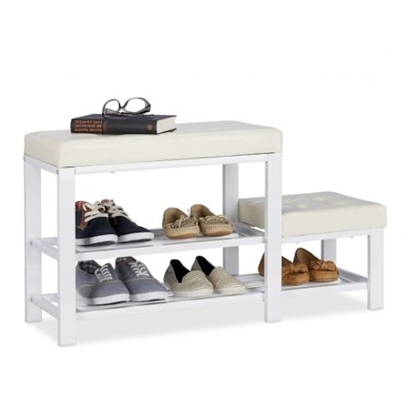 Bänk med skoförvaring och pall