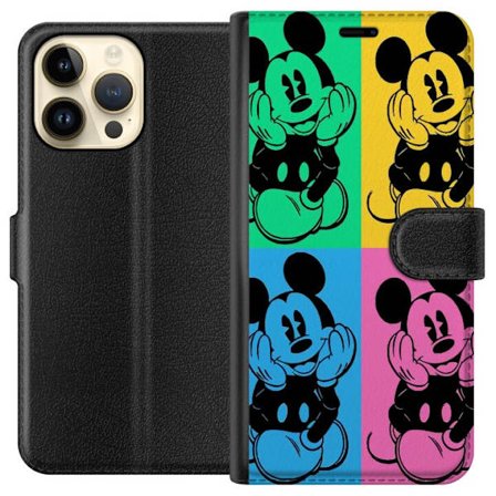Kompatibelt Plånboksfodral till Apple Apple iPhone 15 Pro Max Mickey Mouse popkonst affisch färgglad Disney retroserie tecknad ikonisk figur Andy Wa