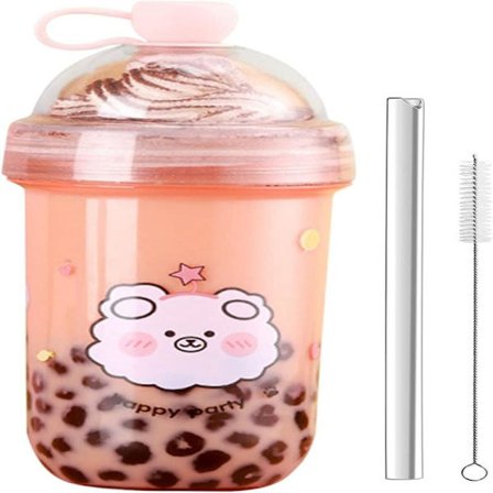 Bubble Tea-koppar, 560 ml Återanvändbara Dricksglas med Lock och Sugrör