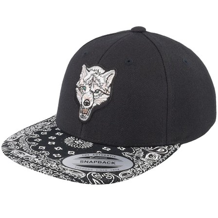 Kiddo Cap - Noir snapback Casquette - Kids White Wolf Black/Paisley Snapback @ Hatstore