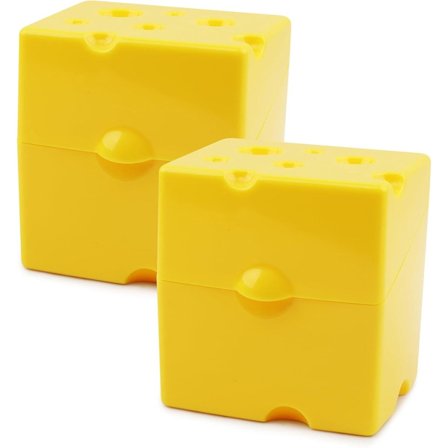 2-pak Ost Opbevaringsbeholdere med Låg - Til Skiveskåret & Revet Ost i Køleskabet - Tåler Opvaskemaskine