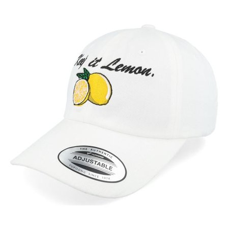 Iconic - Vit unconstructed Keps - Keep It Lemon White Dad Cap @ Hatstore