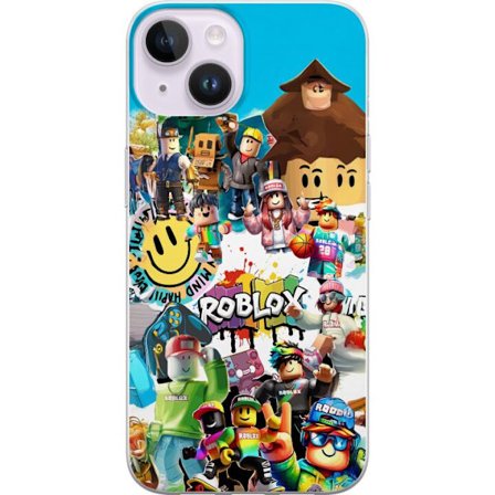 Kompatibelt Mobildeksel til Apple iPhone 14 Roblox Collage lekent og fargerikt spillmotiv med ikoniske karakterer
