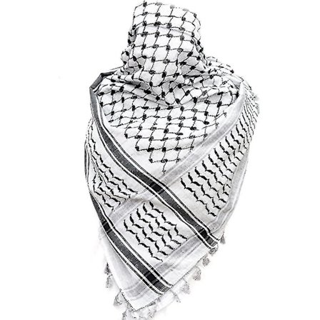 Palestinasjal, Keffiyeh, Arafat Hatta, bred med tofsar, Shemagh Keffiyeh Arab Houndstooth 100 % Y2kk