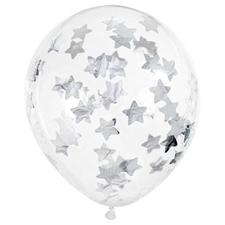 Konfettiballoner Stjerner Sølv