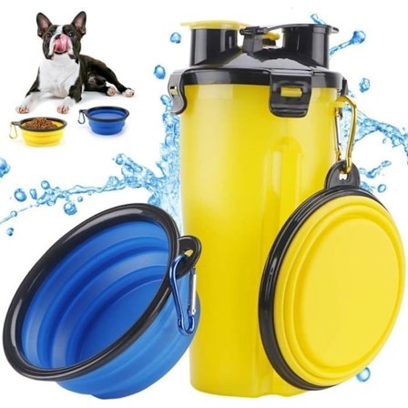 Bærbar Hundevandflaske, Vanddispenser, Foldbar Hundeskål til Hunde, Hvalpe og Katte, Hvid