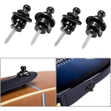 4 sett gitarstropplåser bundet knapper sklisikre gitarstropper Buc