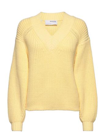 Slfmelena Ls Knit V-Neck W Yellow Selected Femme