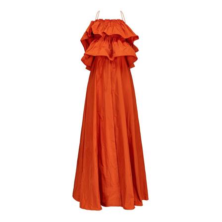 Pinko, Refinado Taffetas Dress Oranje, Dames, Maat:S