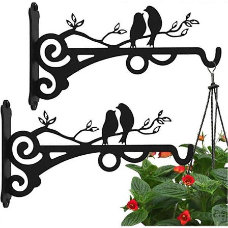 2 stk. Plant Hængebeslag Kroge Fugle-Stil Jern Blomsterpotte Hængende Stativ Sæt Vægmonteret Dekorativ Plantekasse Hænger til Fuglefoder Vindspil 
