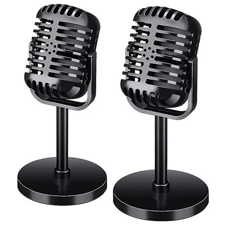 Set med 2 retro mikrofon rekvisita modell vintage mikrofon scen dekor