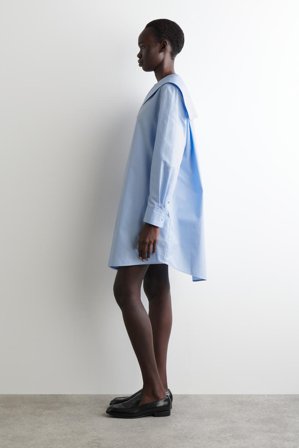 COS Women's Vestido De Algodón Con Cuello Marinero in Azul