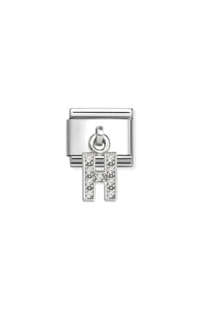 CHARMS Letter cz & 925 Sterling Silver H