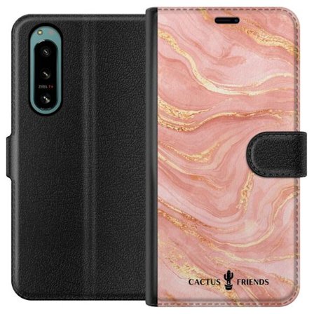 Kompatibelt Lommeboketui til Sony Sony Xperia 5 IV Cactus and Friends – RoseGoldFlow